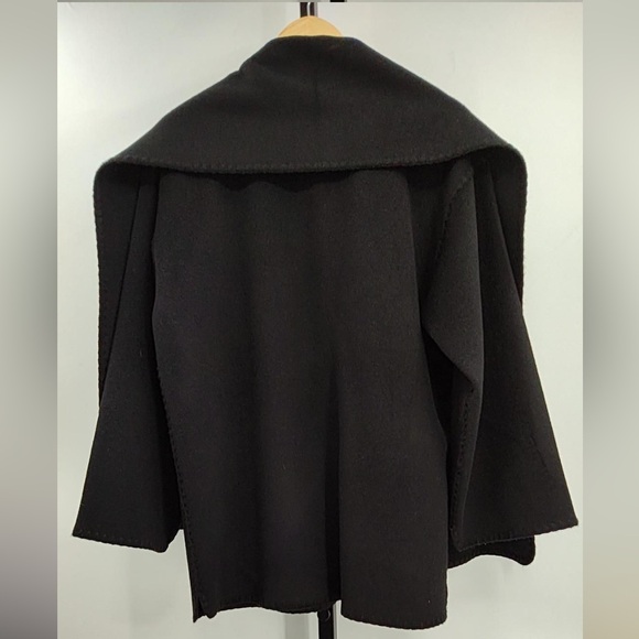 Quince Double-Faced Merino Wool Scarf Coat Color Black Size Small - Picture 10 of 11